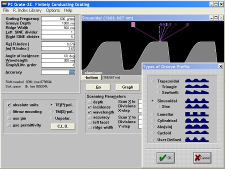 PC Grate v.3.0 Series for Windows® 16-bit is the first both free and widely used commercial software for grating efficiency calculation. It solves a broad spectrum of grating efficiency problems.