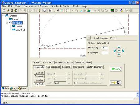 Geometric parameters of border functions can be found on the first tab named 'Function of border profile'.