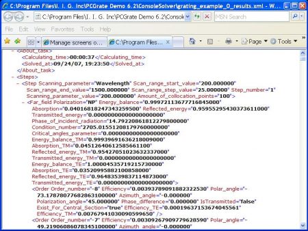 An example of resulting data in XML format for 'Sawtooth High-Conductive Grating for the NP Polarization in the NUV–NIR' (v.6.6).